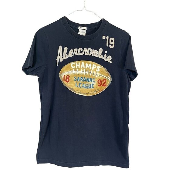 Abercrombie Fitch Tops - Abercrombie Fitch Top Women XL Blue Champs Football Vtg Y2k Grunge Muscle Retro